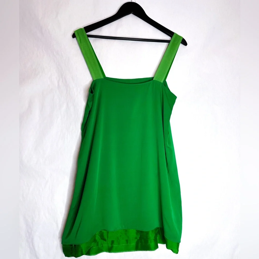 Alice + Olivia Green Tank Silk Mini Dress / Top Size Medium | Vintage Y2K - Picture 4 of 12